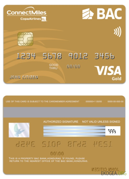 Carte Visa Gold de la Banque BAC du Honduras